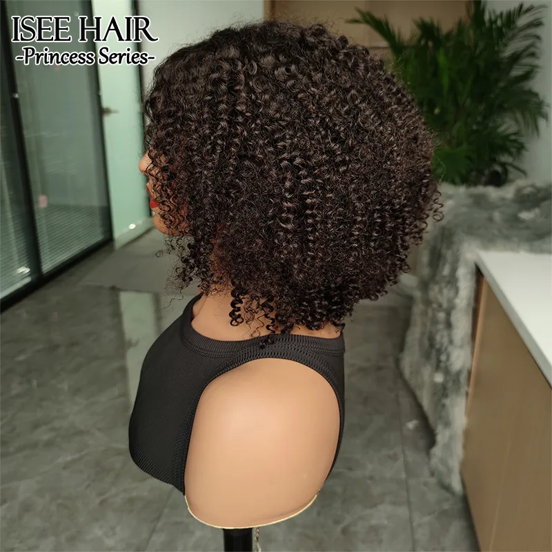 ISEE Wear Go Bleached Knots Glueless Bob Lace Wig Brazilian Bob Kinky Curly Wig HD Lace with Dome Cap Beginner Friendly
