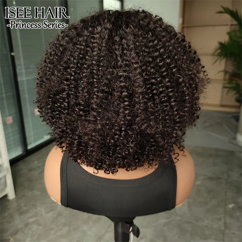 ISEE Wear Go Bleached Knots Glueless Bob Lace Wig Brazilian Bob Kinky Curly Wig HD Lace with Dome Cap Beginner Friendly