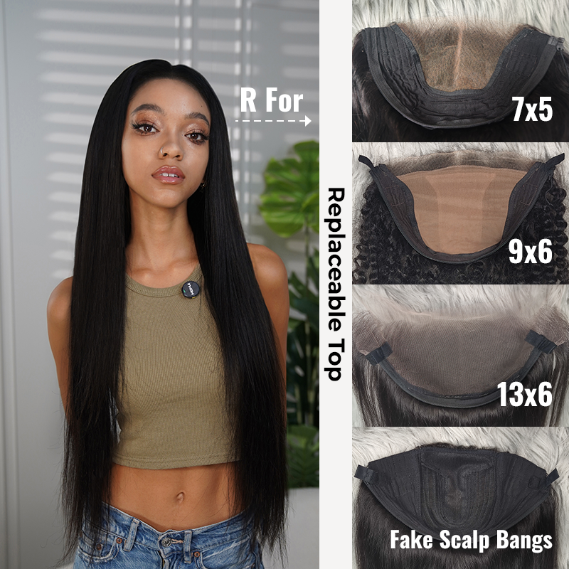 Silky Straight ISEE Block Wig With Optional Replaceable Tops
