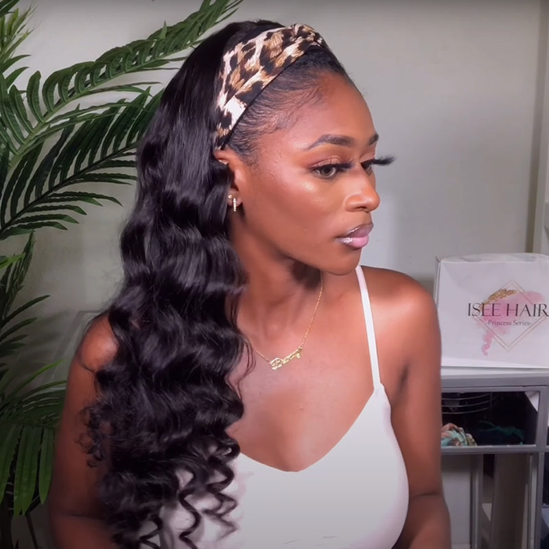 Body Wave Headband Wig Human Hair Glueless Wig | ISEE HAIR