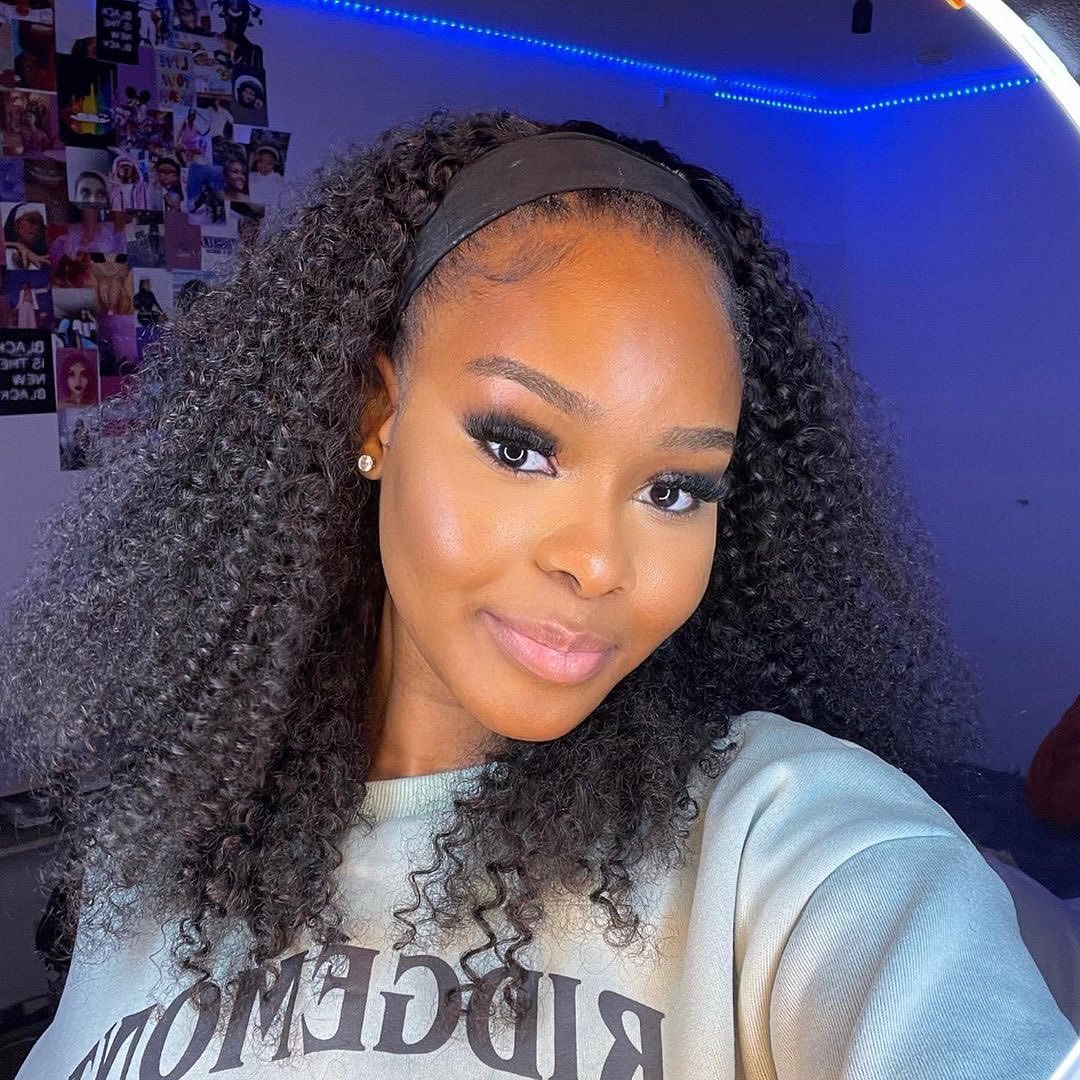 Kinky Curly Headband Wig Human Hair Glueless Wig | ISEE HAIR