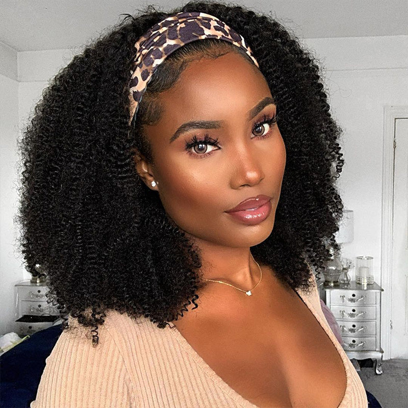 Afro Kinky Curly Headband Wig Unprocessed Human Hair Glueless Wig Natural Curls | ISEE HAIR