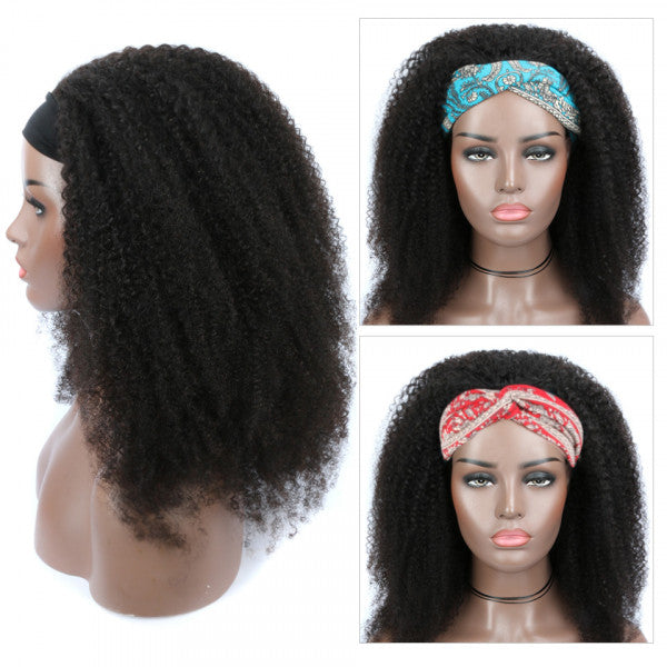 Afro Kinky Curly Headband Wig Unprocessed Human Hair Glueless Wig Natural Curls | ISEE HAIR