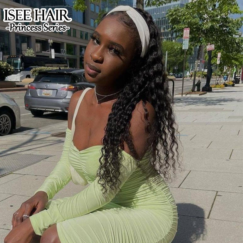 Deep Curly Headband Wig Human Hair Glueless Wig | ISEE HAIR