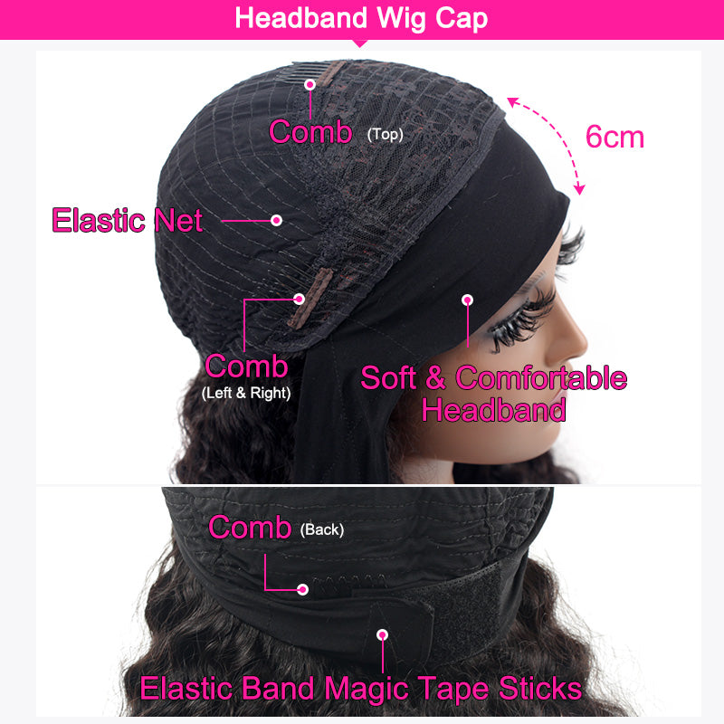 Deep Curly Headband Wig Human Hair Glueless Wig | ISEE HAIR