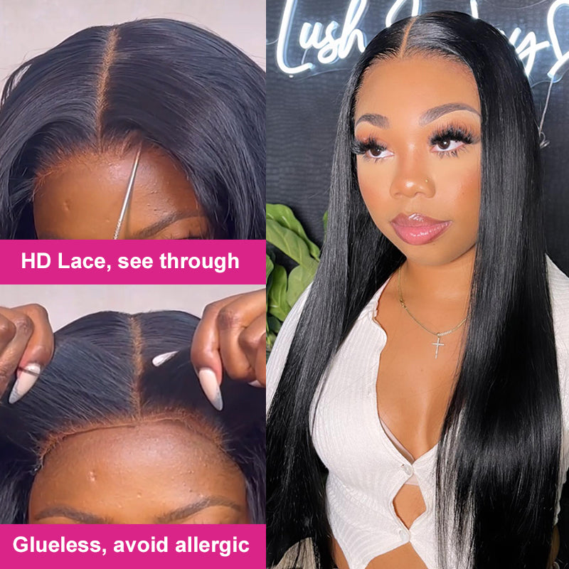 ISEE Wear & Go 6x4 Straight Glueless Lace Closure Wig Pre-Cut HD Lace with Pre-Plucked Hairline
