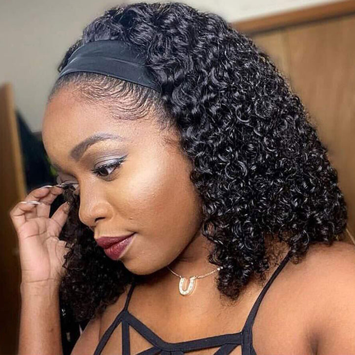 Headband Bob Kinky Curly Human Hair Wig, Beginner Friendly Glueless Wig | ISEE HAIR
