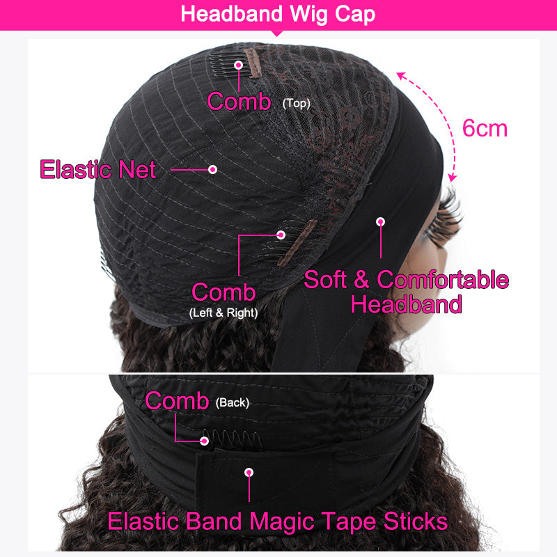 Kinky Curly Headband Wig Human Hair Glueless Wig | ISEE HAIR