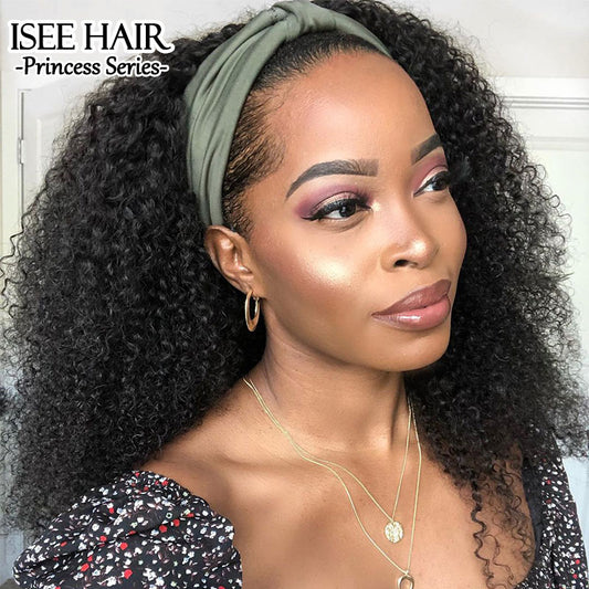 Kinky Curly Headband Wig Human Hair Glueless Wig | ISEE HAIR