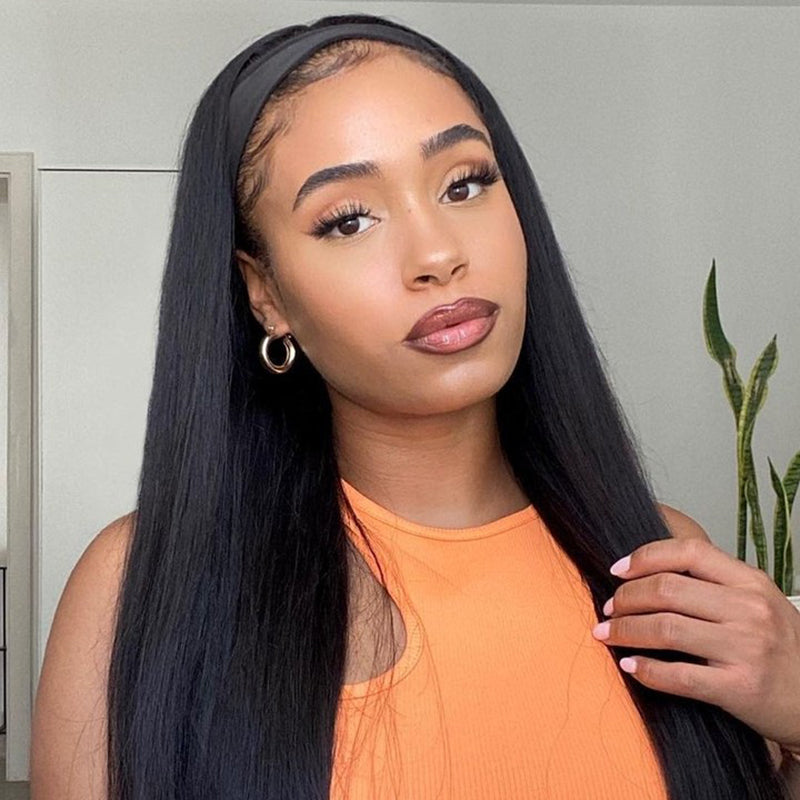 Straight Headband Wig Unprocessed Human Hair Glueless Wig | ISEE HAIR
