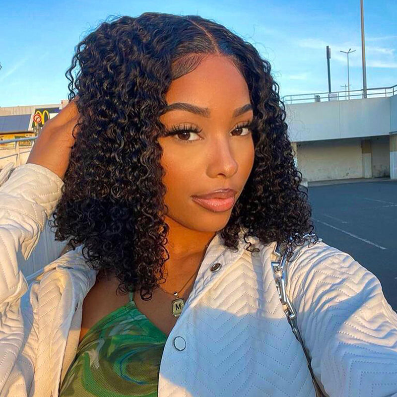 ISEE Wear Go Bleached Knots Glueless Bob Lace Wig Brazilian Bob Kinky Curly Wig HD Lace with Dome Cap Beginner Friendly