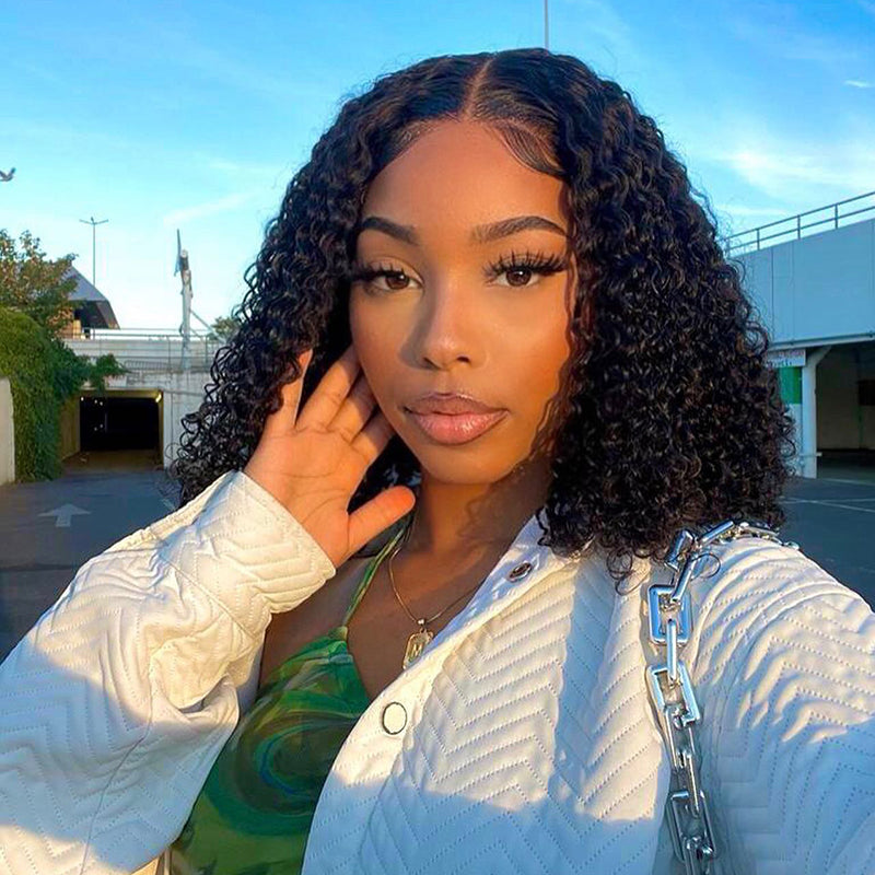 ISEE Wear Go Bleached Knots Glueless Bob Lace Wig Brazilian Bob Kinky Curly Wig HD Lace with Dome Cap Beginner Friendly