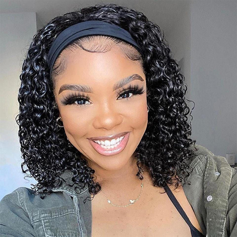 Headband Bob Kinky Curly Human Hair Wig, Beginner Friendly Glueless Wig | ISEE HAIR