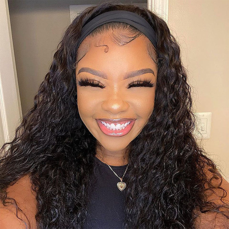 Water Wave Headband Wig Human Hair Glueless Wig | ISEE HAIR
