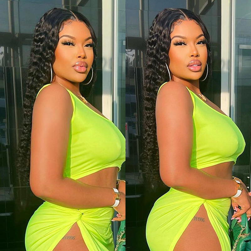 ISEE New Launch Wear & Go Glueless Lace Wig, HD Lace with Dome Cap Brazilian Deep Curly Lace Wig Beginner Friendly