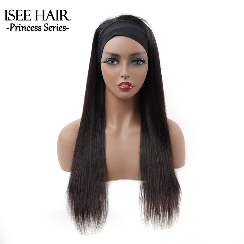 Straight Headband Wig Unprocessed Human Hair Glueless Wig | ISEE HAIR