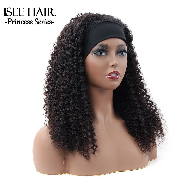 Kinky Curly Headband Wig Human Hair Glueless Wig | ISEE HAIR
