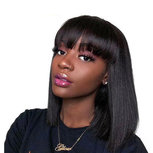 Straight Bob Weave Wig with Bangs| ISEE HAIR
