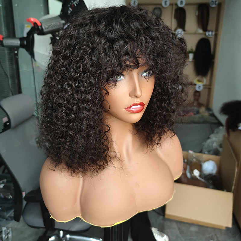 curly hair with bangs weave