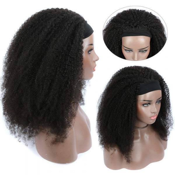 Afro Kinky Curly Headband Wig Unprocessed Human Hair Glueless Wig Natural Curls | ISEE HAIR