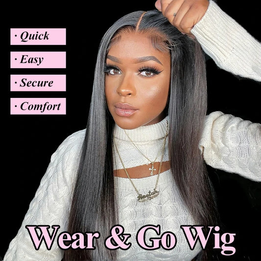 ISEE Wear & Go 6x4 Straight Glueless Lace Closure Wig Pre-Cut HD Lace with Pre-Plucked Hairline