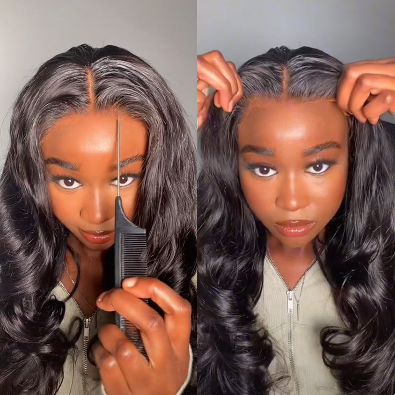 ISEE Wear Go Body Wave Glueless 6x4 Lace Closure Wig Pre-Cut HD Lace With Pre-Bleached Knots